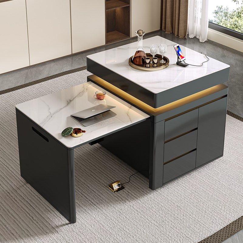 岩板伸缩岛台现代简约多功能可移动旋转餐厅厨房岛台单柜吧台柜,住宅家具,岛台,淘宝优惠券,粉丝福利购,淘宝优惠卷