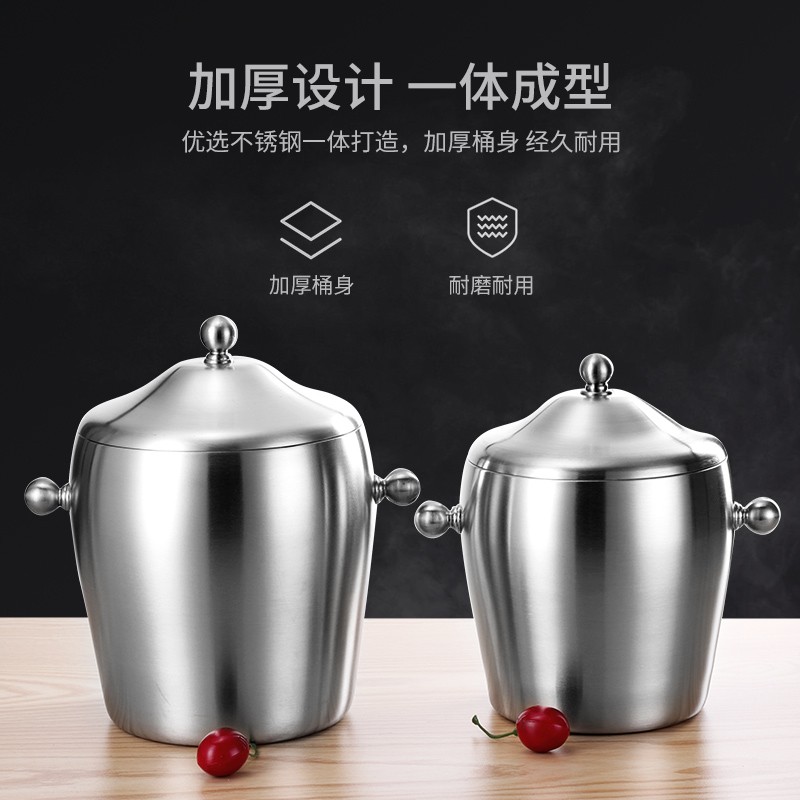 加厚双层不锈钢冰桶带盖 保温冷香槟桶 红酒酒吧用具
