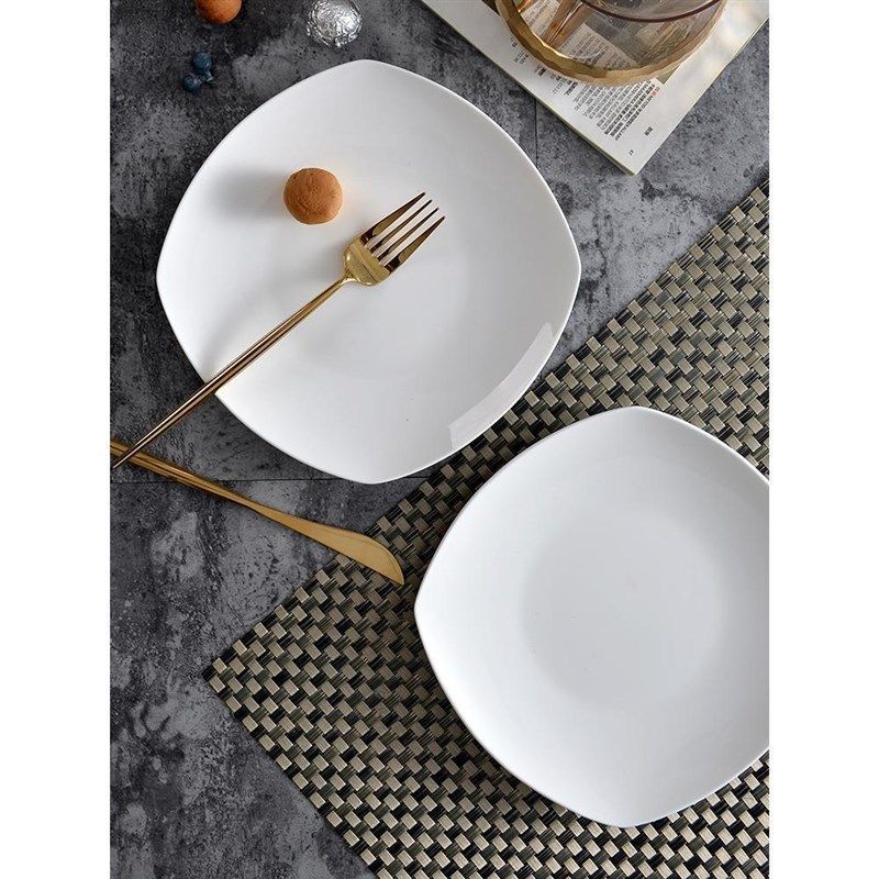 纯白盘子10只装骨瓷盘家用菜盘陶瓷碟子早餐盘四方形牛排盘子平盘,畜牧/养殖物资,特种养殖设备,淘宝优惠券,粉丝福利购,淘宝优惠卷