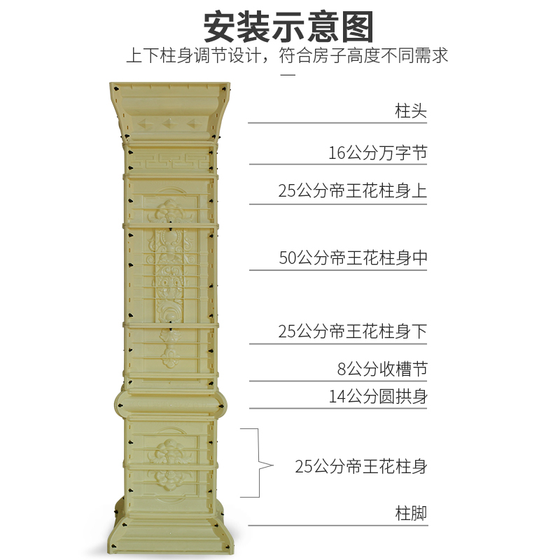 帝别方具模柱罗马l柱模型王墅模子中式大门水泥柱子四方形现浇加