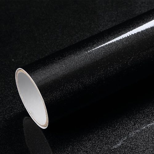 04791加厚烤漆黑光钢琴贴纸自珠粘具橱柜翻新亮面黑色防水家贴膜