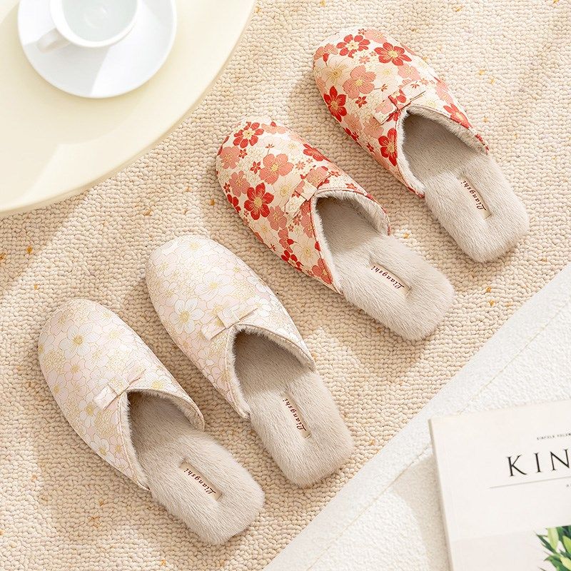 棉拖鞋女款冬季2024新款家居室内高级感可爱防滑冬天毛绒保暖拖鞋