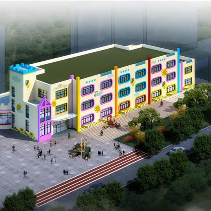 幼儿园规划设计鸟瞰效果图户外插图生G活图标幼儿园草场幼儿园设