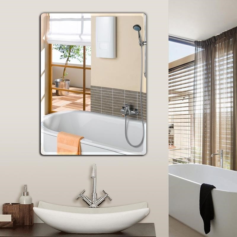 新品bathroom mirror stickers wall punch-free frameless bath