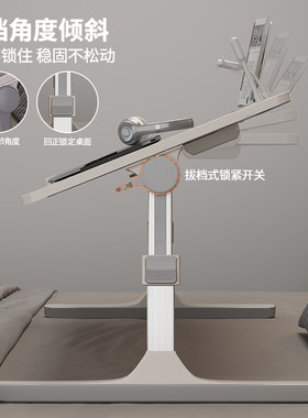 可折叠床上小桌子卧室家用学习升降书桌上铺笔记本电脑C支架办公