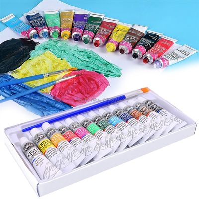 速发推荐6 ML 12 Color Professional Acrylic Paint Watercolor