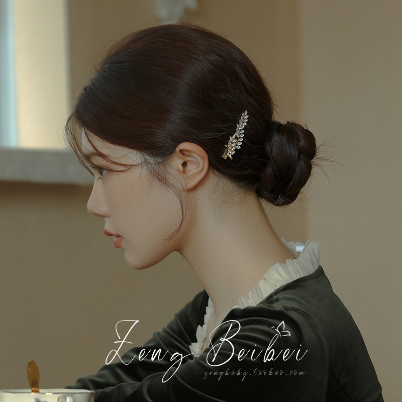 法式超仙锆石发夹 森系仙女前额侧边浏海夹鸭嘴夹子发夹头发饰品