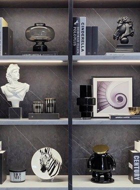 现代简约样板间客厅酒柜玄关装饰挂画雕塑玻璃陶瓷道具摆件ZH2642