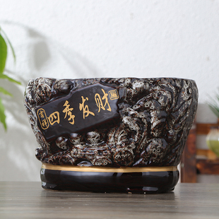 特大号特色客厅室内个性 桌面创意陶瓷花盆绿萝发财树花盆无托盘