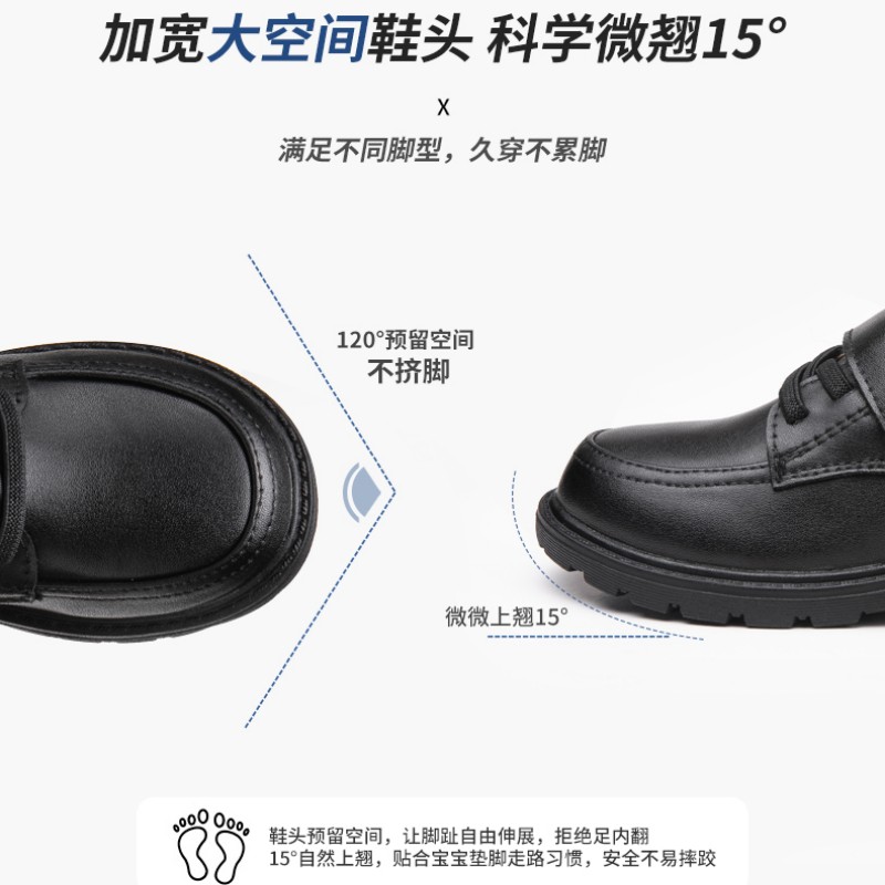 工厂销男童皮鞋真皮儿童黑色英伦小学生春秋新款中大童.男孩演出