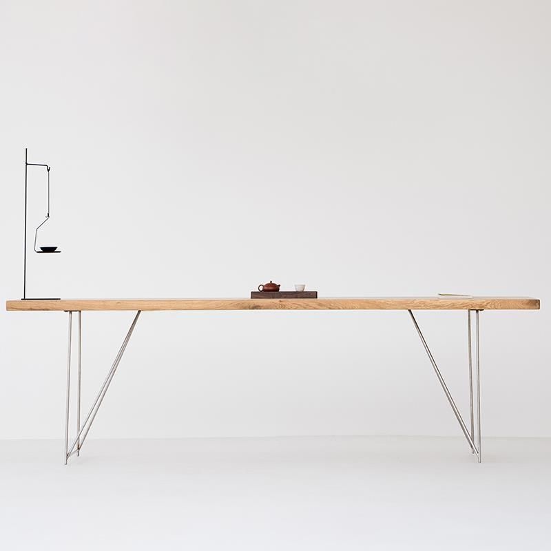 白橡木书桌侘寂风原木岛台实木餐桌家用茶桌不锈钢桌腿,住宅家具,书桌,淘宝优惠券,粉丝福利购,淘宝优惠卷