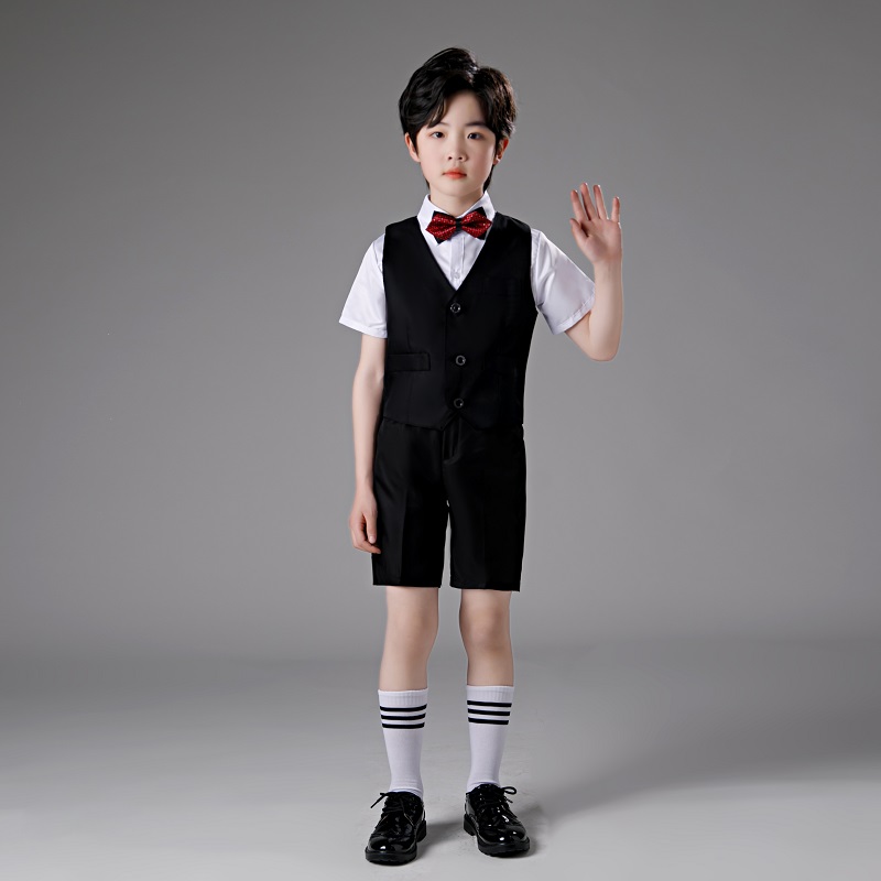 儿童礼服男童主持人西服套装花童抱婴袋裤男孩子P钢琴合唱朗诵表