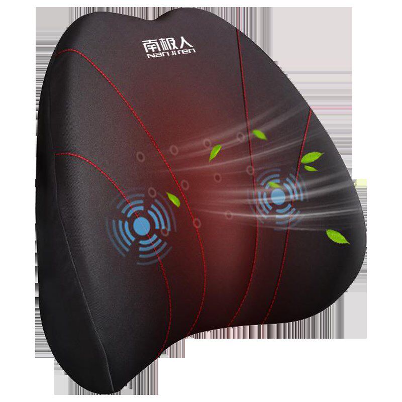 汽车护腰靠垫通风电动按摩座椅靠背透气腰部支撑车载腰靠头枕套装