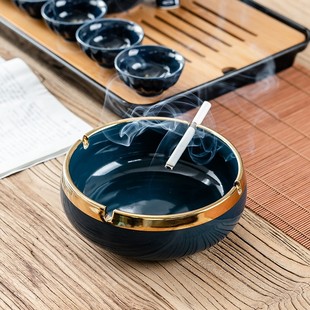 大理石烟灰缸北欧中式 家用 轻奢烟灰缸陶瓷创意个性 防飞灰潮流欧式