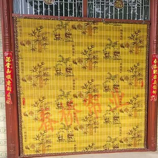 d家用印花竹门帘竹帘挂帘卷帘加网纱通风透气防蚊防蝇 6ga夏季