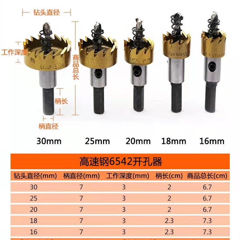 23金属钻孔器不锈钢高s速网钻孔器铁板铝材管道铝合金塑料金属扩