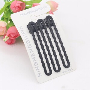热销3psc/set New Simple Black Hair Clips Girls Hairpins BB C