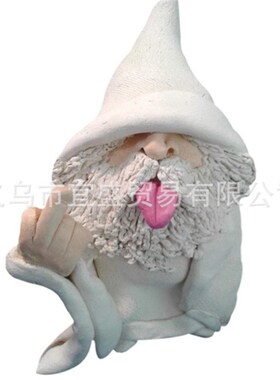 圣诞节跨境白色矮人抽烟竖中指吐B舌头套装系列摆件装饰品树脂侏