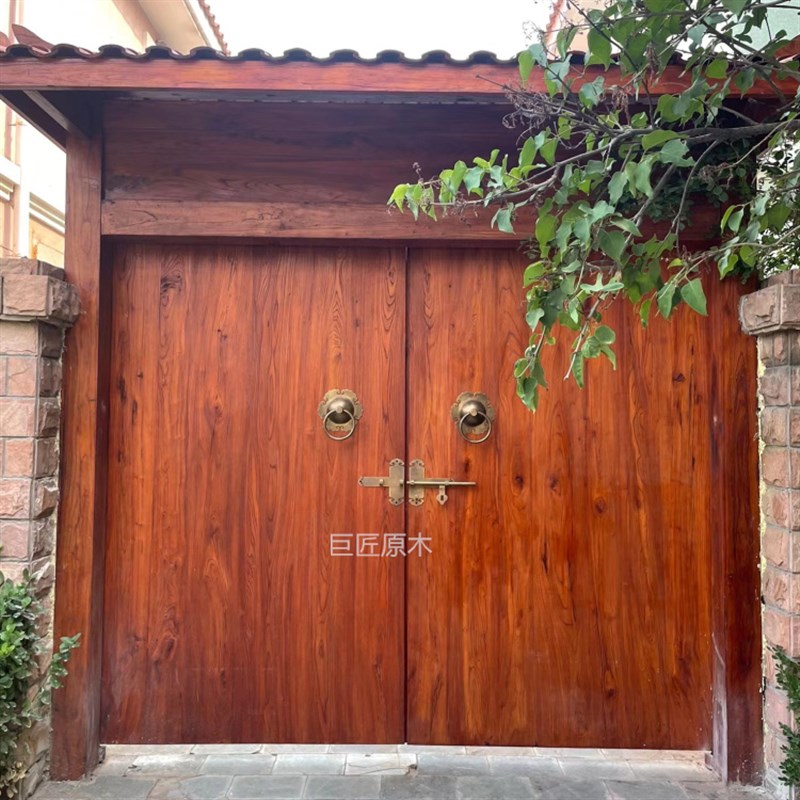 实木中式仿古大门农村自建房双开大门定制榆木别墅庭院大门进户门