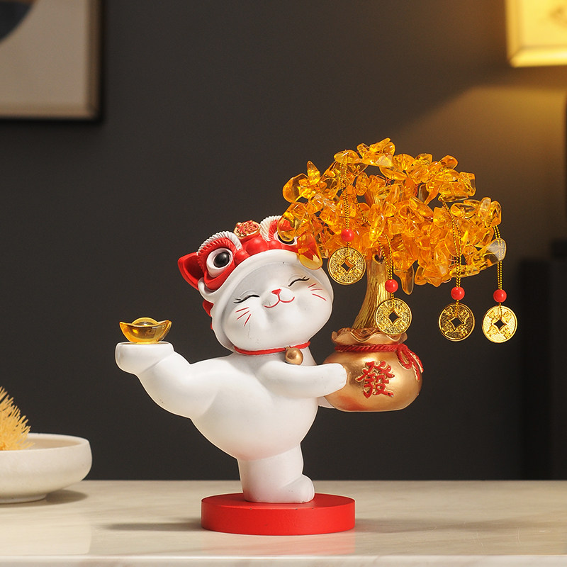 发财树招财猫摆件酒柜电视柜开业礼物店铺收银台客厅乔迁新居礼品
