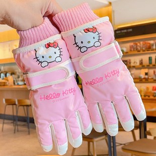 加绒加厚男童女童小孩防水防寒骑行玩雪保暖手 儿童滑雪手套冬i季