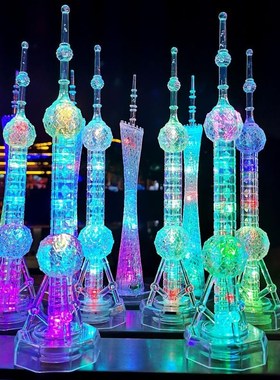 广州塔模型发光底座小蛮腰东方明珠塔小摆件微缩模型创意生日礼物