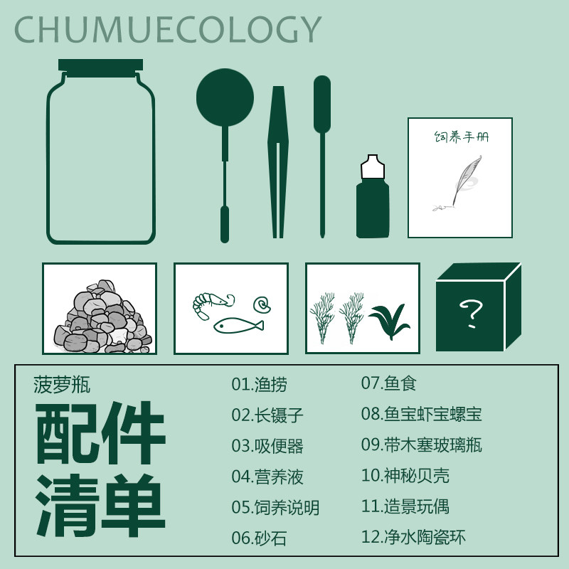 生态瓶水草小鱼缸玻璃办公桌面微景观生日情侣礼物DIY作业免换水
