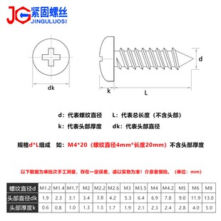 M2.6M3 304不锈钢镀黑锌十字圆头自攻螺丝钉黑色防锈盘头尖尾木钉