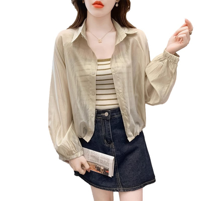 天丝衬衫女夏季薄款2o023年新款短款防晒衣设计感小众空调开衫上
