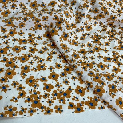 D999夏季白底小碎花印花雪纺布头柔软垂坠透气连T衣裙上衣旗袍面