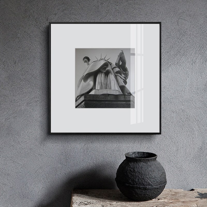 黑白艺术摄影画照片墙北欧客厅挂画简约正方形风景画工业风装饰画图片