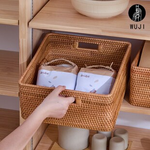 藤编收纳筐杂物收纳茶具餐具厨房柜子置物架杂物收纳