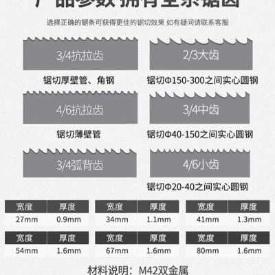 现货速发爆品M42双金属带锯条高速网锋钢4028C金属切割钢筋锯条35 五金/工具 机用锯条 原图主图