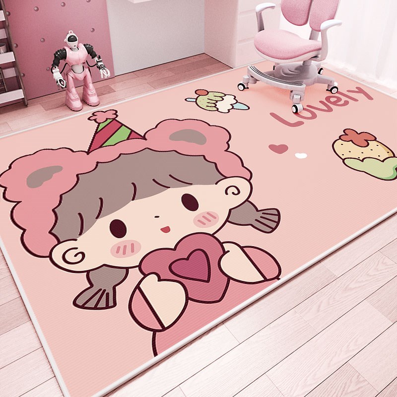 NN0I粉色女g孩子儿童地毯阅读区电脑椅学习地垫卧室床边儿童房家