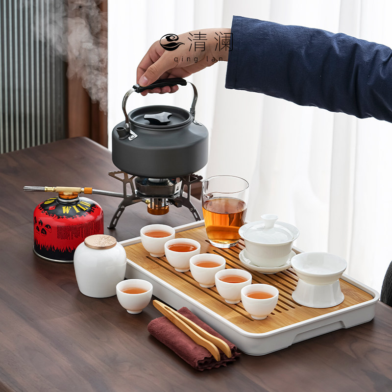 新款旅行茶具套组可携式包户外功夫车载野外露营烧水煮茶炉泡茶装