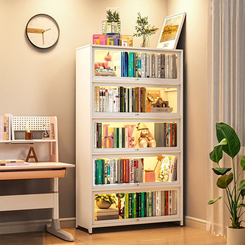 钢制书柜带玻璃门家用儿童防尘书架多层落地储物柜一体铁皮收纳柜,住宅家具,书架,淘宝优惠券,粉丝福利购,淘宝优惠卷