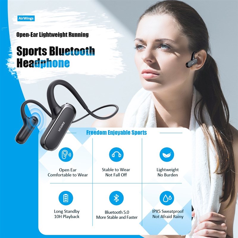 推荐UCOMX G56 Sports Wireless Headphone Open Ear Bluetooth E-封面