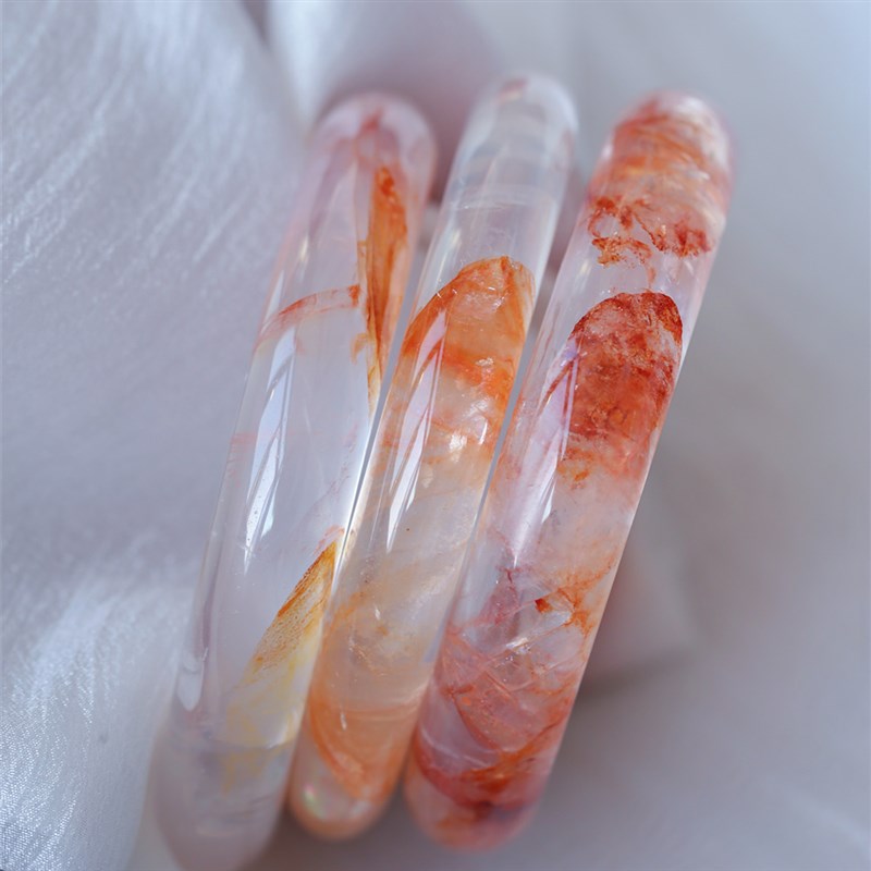 精品 天然水晶红胶花水晶手镯 女款异象水晶胶花镯子饰品礼物