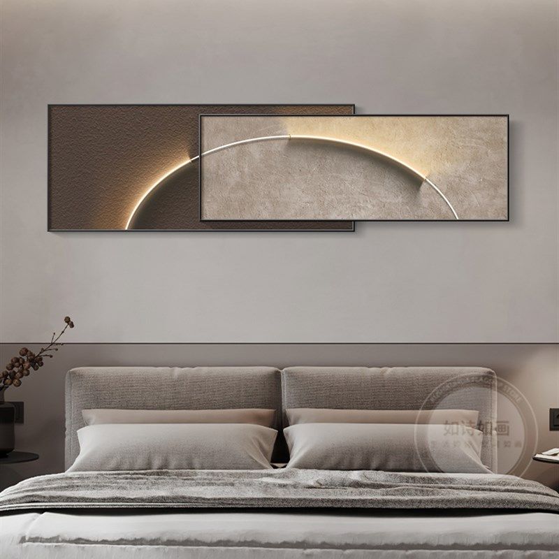 客厅装饰画侘寂风简约沙发背景墙挂画感极简叠加横版壁画,家居饰品,现代装饰画,淘宝优惠券,粉丝福利购,淘宝优惠卷