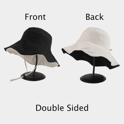 现货Double-sidedl Foldable Bucket Hat Summer Sun Hat  for Wo