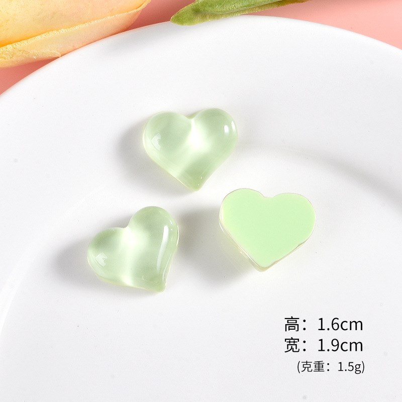 日韩甜美冰透爱心树脂摆件 u手工diy材料手机壳冰箱贴头绳发卡配