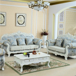 实木客厅组合田园雕刻小户型布沙发可拆洗 布艺沙发 欧式 新款