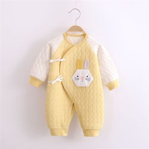 0一3月婴儿和尚服秋冬季宝宝保暖夹棉衣服中国风睡衣新生儿连身衣