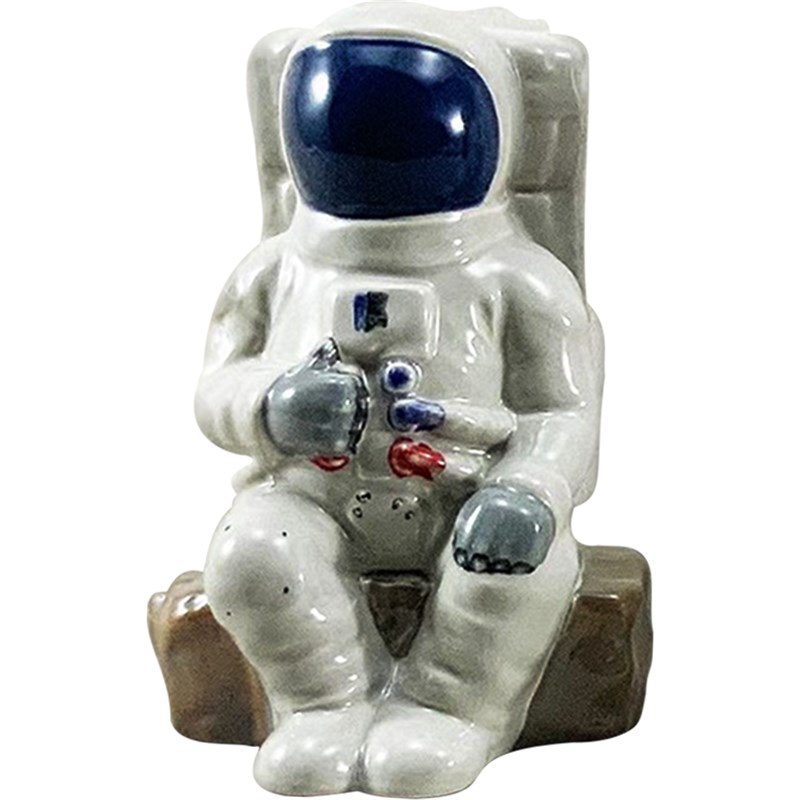 宇航员笔筒石膏娃娃儿童diy手工涂鸦存钱罐航天陶U瓷素坯彩绘制作