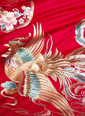 全棉婚庆四件套大红色刺绣v新婚床单结婚喜被婚房陪嫁床上用品