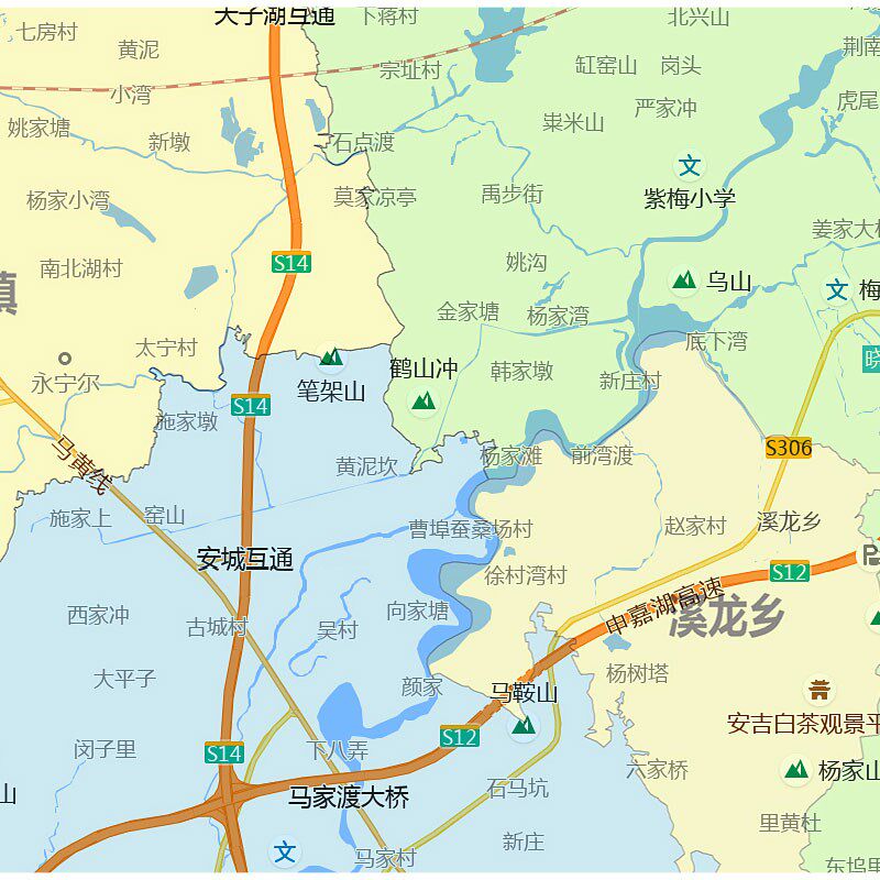 安吉县地图1.15m湖州市家用折叠高清办公室书房装饰画墙贴