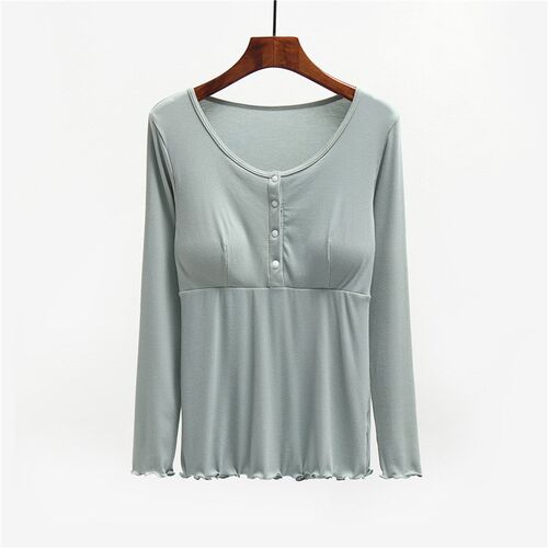 春秋哺乳上衣孕妇秋衣月子服单件打底衫喂奶t恤居家喂奶哺乳睡衣