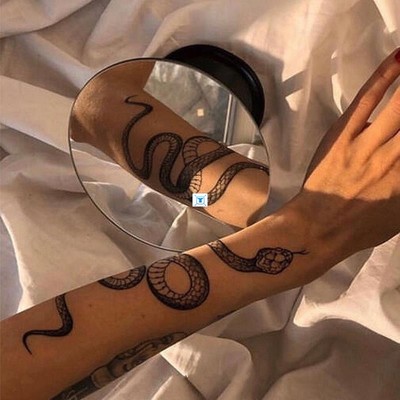 新品Big Size Black Snake Temporary Tattoo Stickers For Women