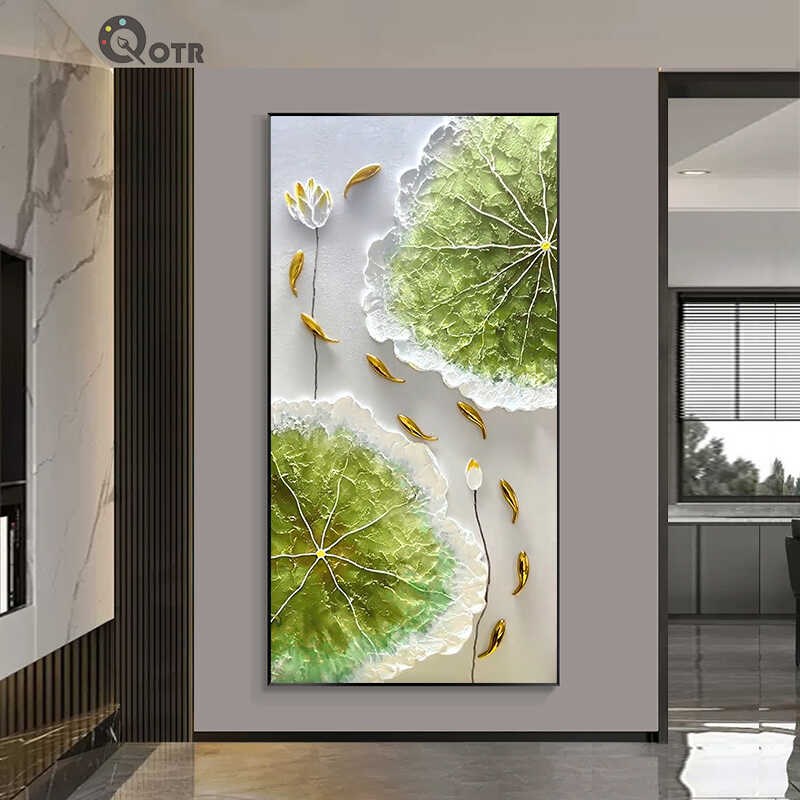 九鱼图纯手绘油画入户玄关装饰画砂岩立体形肌理画简约高级感挂画图片