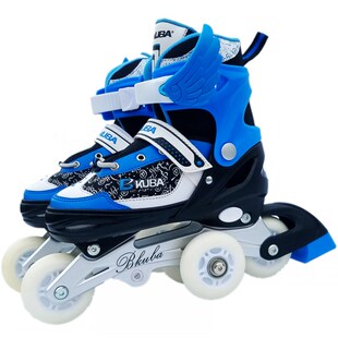 新款成人儿童轮滑溜冰鞋直排旱冰鞋套装可伸缩双排发光橡胶轮男孩